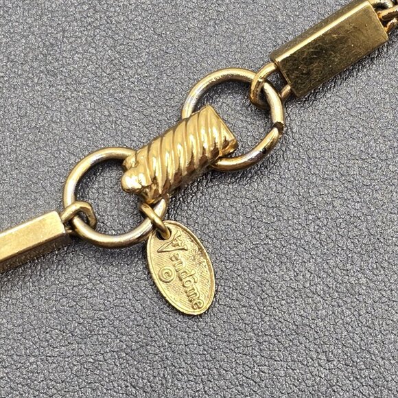Vintage Signed Vendome Gold Tone Rectangle Link Necklace 56" Long - Picture 8 of 9